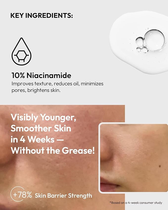 Niacinamide 10% + Matrixyl 3000 2% Serum - Strengthen & Repair Skin Barrier - For Sensitive & Oily Skin - 1 Fl Oz