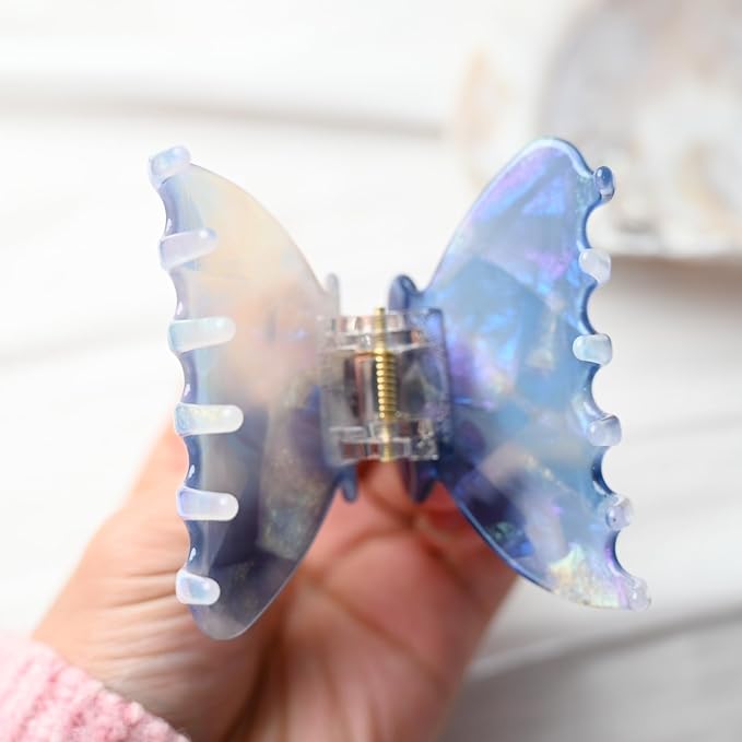 Handmade Celluloid Acetate French Design Barrettes Tortoise Shell Claws Hair Claw Luxury Fashion Accessories Hair Clip for Women (aespa blue)
