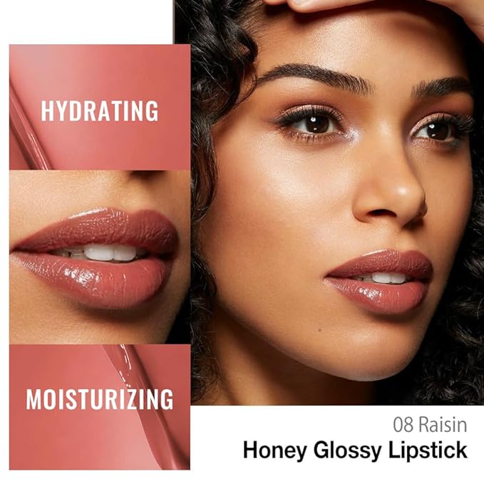 Kaely Raisin Honey Lipstick Tinted Lip Balm, Hydrating Shine Lipstick for Women Dry Lips, Moisturizing Nourishing Glossy Lip Gloss Stain Makeup, Sheer Lightweight, Vegan & Cruelty-Free, 08