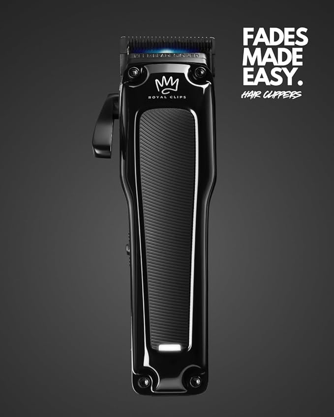 Royal Clips - Fade Kit 2.0 Clippers - 7000rpm Professional Hair Clippers for Men - Detachable DLC Fade Blade - Cordless & Rechargeable - Ideal Holiday Gift for Men, Fathers, Brothers & Barbers (Black)