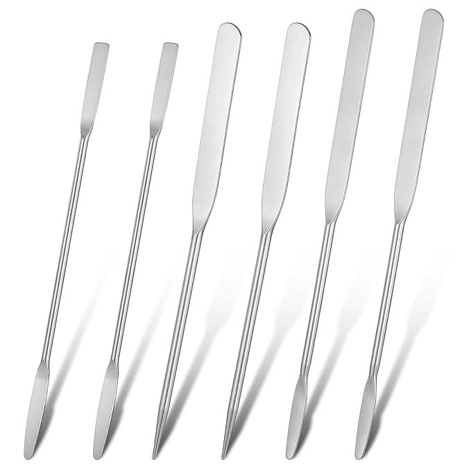 6 Pcs Stainless Steel Makeup Spatula Reusable Cosmetic Cream Spatulas Multi-functional Beauty Spatula Cosmetic Mixing Tool for Skincare Even Application Foundation