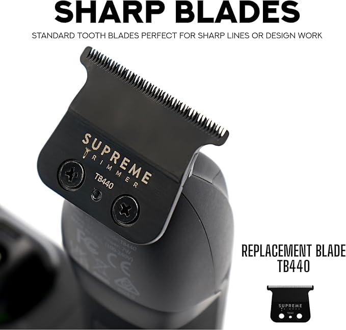 Supreme Trimmer Recharge ST777 – Professional Barber Trimmer with 2 Removable Batteries | 8000 RPM Motor, Zero Gap DLC Blades, Smart Charging Dock, USB-C Fast Charge