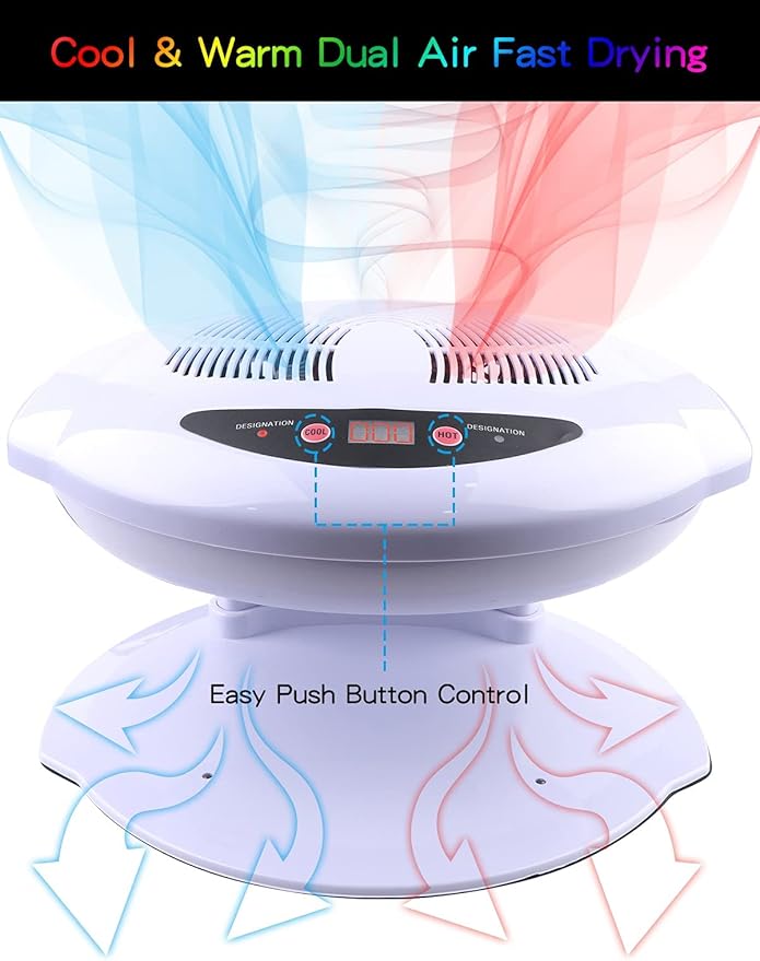 Kalolary Nail Lamp, 400W Air Nail Dryer Nail Fan Hair Dryer for Hands and Feet Nail Polish Automatic Sensor Warm Cool Breeze Use at Home and Salon(White)
