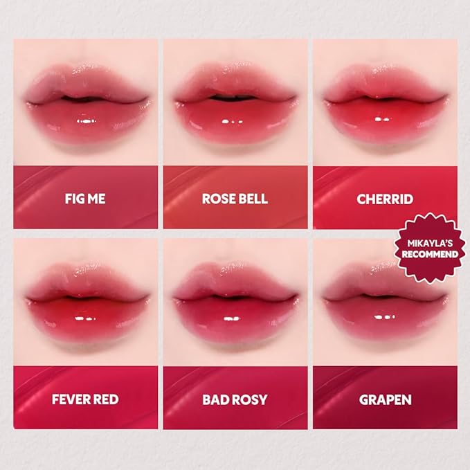 TIRTIR [*Mini Size Waterism Tinted Lip Gloss #07 Cassis Plum, 0.06 Fl Oz – Kiss Ready Lipgloss, 12H Long Lasting Non Sticky Natural Tinted Glow Korean Multiuse Cheek and Lip Tint for Women gift