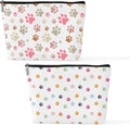 2 Pcs Colorful Dog Footprints Makeup Bag, Large Capacity Travel Makeup Case Cosmetic Bags for Women, Portable Pouch Purse Travel Essentials Toiletries Accessories, Christmas Birthday Gifts for Women