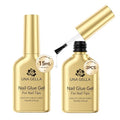 UNA GELLA 6 in 1 Gel Nail Glue for Clear Acrylic Nails Tips, 2Pcs 15ml Super Strong Brush UV Nail Glue Long Lasting Lamp Curing Required for Fake Nails Tips, Christmas Nail Art