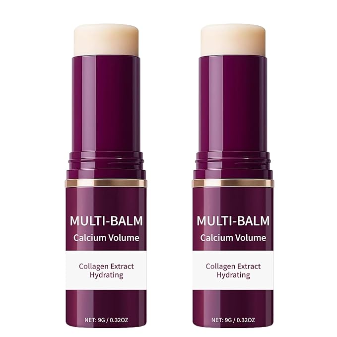 2Pcs Wrinkle Bounce Calcium Multi-Balm Stick, Collagen Moisturing Multi Balm, Wrinkle Core Stick for Under-Eye, Forehead, Neck Skin Care Line Hydrating, Firm & Plump