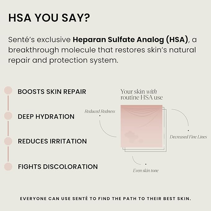 Senté Dermal Repair Facial Cream | Nourishing for Rosacea & Sensitive Skin | Hydrate & Rejuvenate | with Patented HSA, Vitamin E & Green Tea Extract - 1.7 Fl Oz