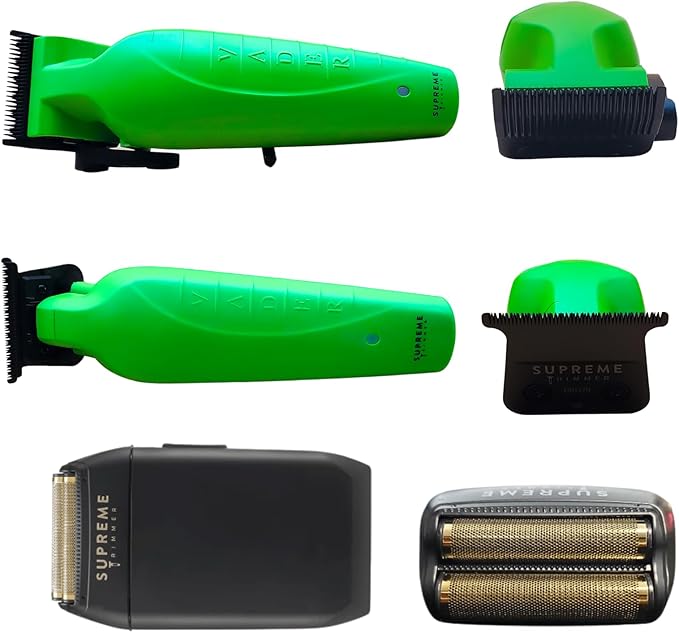 Supreme Trimmer 3-in-1 Barber Kit | Vader Clipper, Vader Trimmer & Crunch Foil Shaver | Men's Professional Beard Trimmer, Brushless Motor Clippers & Waterproof IPX6 Shaver | Acid