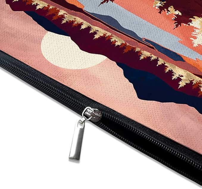Cute Makeup Bag for Purse Canvas Waterproof Funny Cosmetic Bags for Women Zipper Travel Toiletry Pouch-Mountain Makeup Bags-Red