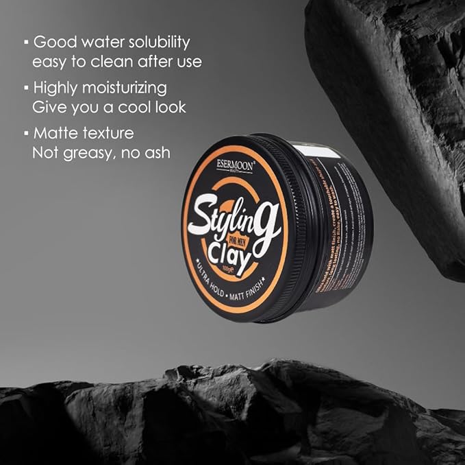 Ultra Hold Hair Clay for Men - Matte Hair Styling Clay for Men, Touchable Texture, Light Scent, No White Residue, Easy Wash, 3.53oz