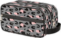 Grey Leopard Cheetah Print Travel Toiletry Bag for Women Men Lightweight Cosmetic Makeup Bag Organizer Waterproof Shaving Bag Dopp Kit with Large Capacity for Toiletries and Shaving Accessories