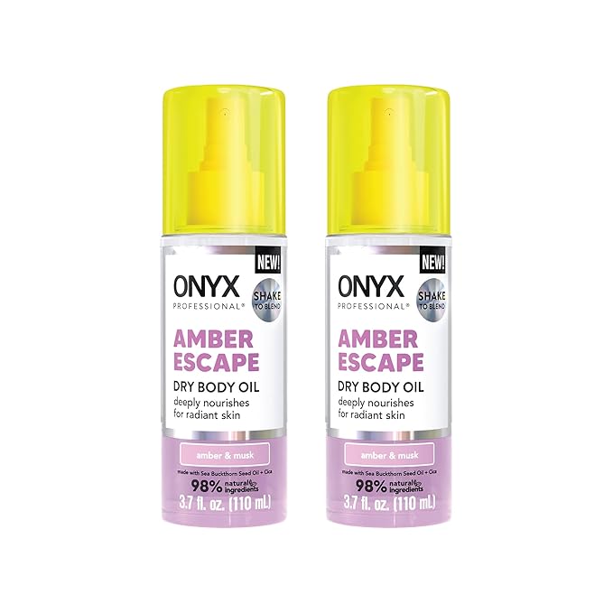 Onyx Professional Hydrating Dry Body Oil, Amber Escape, 3.7 fl oz, 2pk