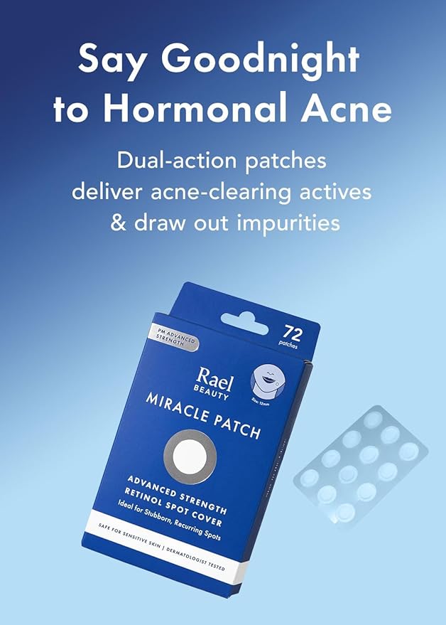 Rael Pimple Patches, Miracle Retinol Spot Cover - Hydrocolloid Acne Pimple Patch for Face, Absorbing Zits & Blemishes, PM Advanced (72 Count)
