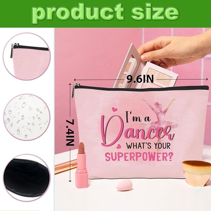 6 Pcs Dance Makeup Bag, Dancer Gifts, Dance Gifts Dance Stuff Cosmetic Bag Dance Recital Gifts for Girls Women Friends Dance Lover Travel Toiletry Bag, Dance Teacher Gifts Graduation Birthday Gifts