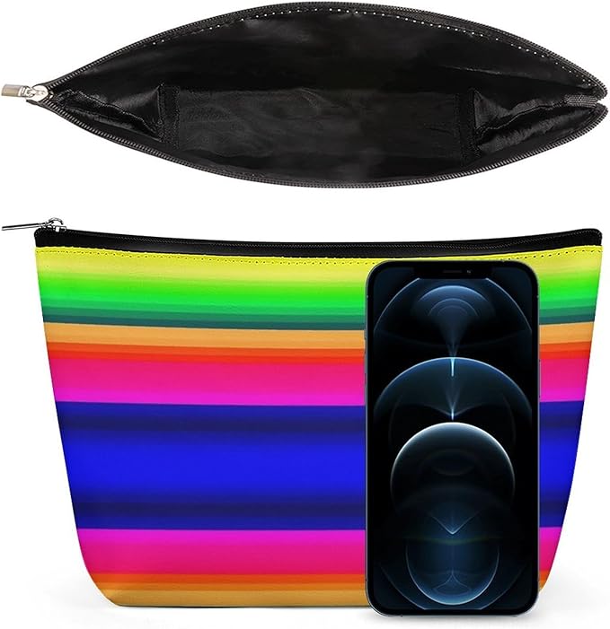 Women's Fashion Zipper Cosmetic Case, Portable Makeup Case, Personality Toiletry Bag, Travel Cosmetic Toiletry Bag Colorful Mexican Blanket Stripes