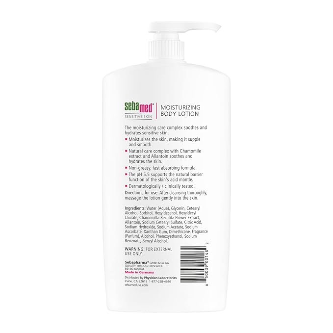 SEBAMED Moisturizing Body lotion pH 5.5 for Sensitive Skin Hypoallergenic Dermatologist Recommended Hydrating Moisturizer 33.8 Fluid Ounces (1 Liter)