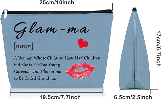 Grandma Gift from Grandchildren Makeup Bag Blue Gifts for Grandma Mother's Day Gifts for Grandma Cosmetic Bag Nana Gifts from Grandkids Grandmother Birthday Gifts from Granddaughter Travel Pouch