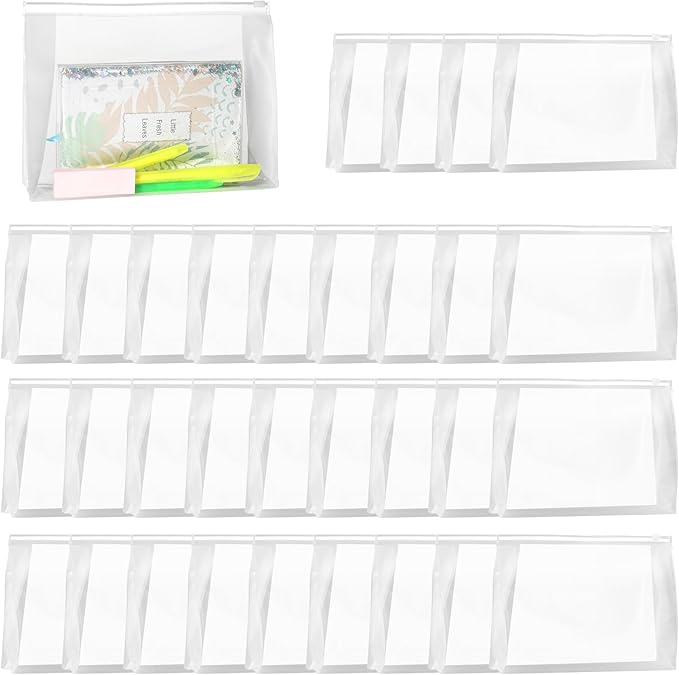 50 PCS Mini Clear Makeup Bag,Small Clear Zipper Pouch Travel Bag for Toiletries Plastic Cosmetic Organizer Waterproof，for Swimsuit Bikini Travel Vacation(9.8 x 7.1 x 2.6 Inch)
