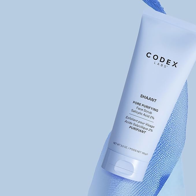 Codex Labs Shaant Pore Purifying Face Scrub - Oil Control Pore Minimizer Exfoliator - For Acne Prone, Oily Skin, All Skin Types - With 2% Salicylic Acid - Cruelty-Free, Vegan Skincare (100g)