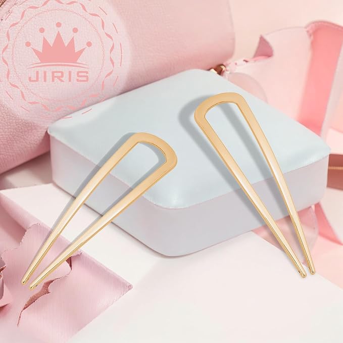2PCS 4.2Inch French Hair Pins U-Shaped Pins for Women and Girls Fashion Metal Hair Pin French Twist Hair Pins for Buns, Updos,Stylish and Functional(set1-rabbit-gold)