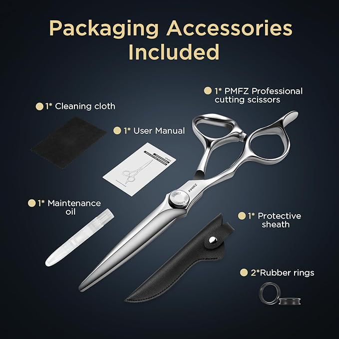 6" Hair Cutting Scissors Professional Barber Scissors, Hair Cutting Shears with 440C Steel - 60HRC Hardness Extremely Sharp with Ergonomic for Salon & Home Use (6'' Professional Hair Shears)