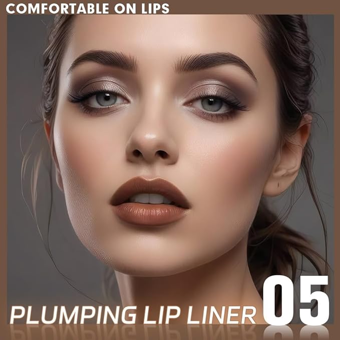 SUAKE Plump Matt Lipstick Lipliner Pencil Pack,Waterproof Crayon with Silicone Smudger for Define Contours & Sculpting Lip, Longwear Moisture Smooth Creamy Formula for Lip Makeup-05 Chocolate