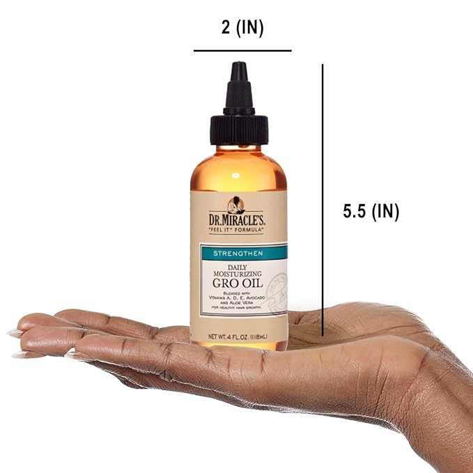 Dr, Miracle's Daily Moisturizing Gro Oil blended with Vitamins A,D,E, Avocado and Aloe Vera – Hair Growth & Scalp Treatment, Strengthens & Repairs, 4 Oz, Pack of 3
