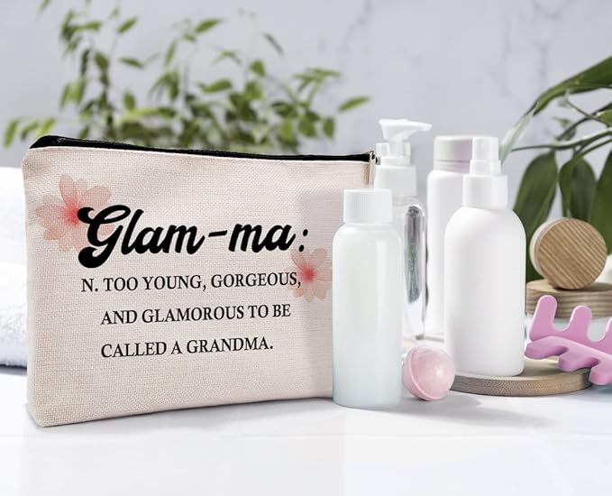 Glamma Definition Makeup Cosmetic Bag, Inspirational Grandma Makeup Travel Bag, Grandma Appreciation Cosmetic Bag Gifts For Grandma Grandmother Birthday Mother's Day from Granddaughter Grandson