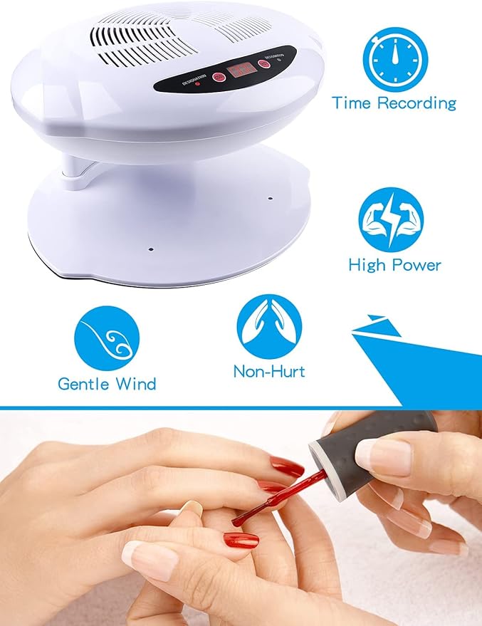 Kalolary Nail Lamp, 400W Air Nail Dryer Nail Fan Hair Dryer for Hands and Feet Nail Polish Automatic Sensor Warm Cool Breeze Use at Home and Salon(White)