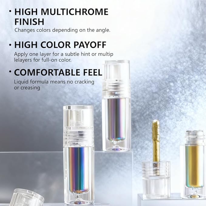 evpct Green Duochrome Chameleon Liquid Eyeshadow, Multichrome Metallic Glitter Liquid Eye Shadow Makeup for Women, Waterproof Multi Color Shifting High Pigment Holographic Iridescent Eyeshadow