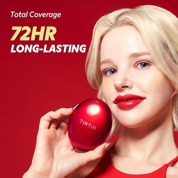 [*Mini Size*] TIRTIR Mask Fit Red Cushion Foundation | Full coverage, Weightless, Skin fit, Satin Glow Finish, Korean Makeup, beauty, Tattoo cover up, Buildable (#21W Natural Ivory, 0.15 Fl Oz)