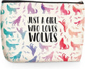 Cute Watercolor Wolf Makeup Bag Wolf Gifts Cosmetic Travel Bag Wolfs Party Favors Stuff Decor for Wolf Lovers Breeder Women Girls Sister Best Friend Funny Skincare Bags for Christmas Birthday