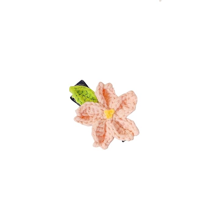2PCS Crochet Knitting Hair Clip for Girls/Daughter, Gift for Her Birthday, Finished Handmade Wool Knitted Pink Sakura
