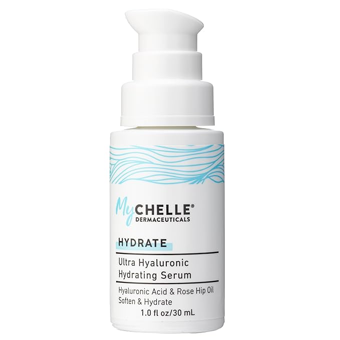 MyCHELLE Dermaceuticals Ultra Hyaluronic Hydrating Serum (1.0 Fl Oz) - Rich Hydration for Dry Skin with Vegan Hyaluronic Acid, Help Plump Skin and Help Reduce Appearance of Fine Lines and Wrinkles