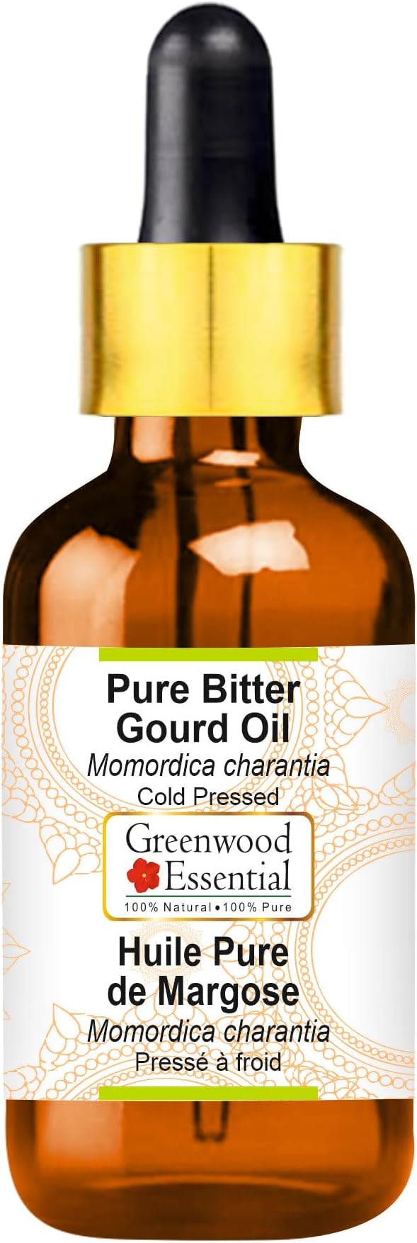 Greenwood Essential Bitter Gourd Oil (Momordica charantia) with Glass Dropper | Cold Pressed | Natural | Undiluted | For Diluting Essential Oils | For Skin & Massage | Men & Women | 5ml (0.16 oz)