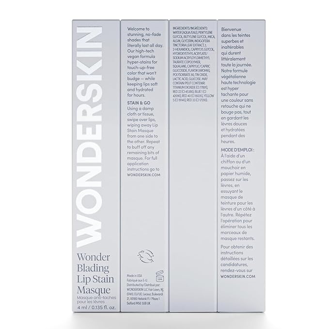 Wonderskin Wonder Blading All Day Lip Stain Peel Off Masque and Reveal Kit- Long Lasting, Waterproof Nude Lip Tint, Transfer Proof Natural Makeup Stain Kit (Whimsical)