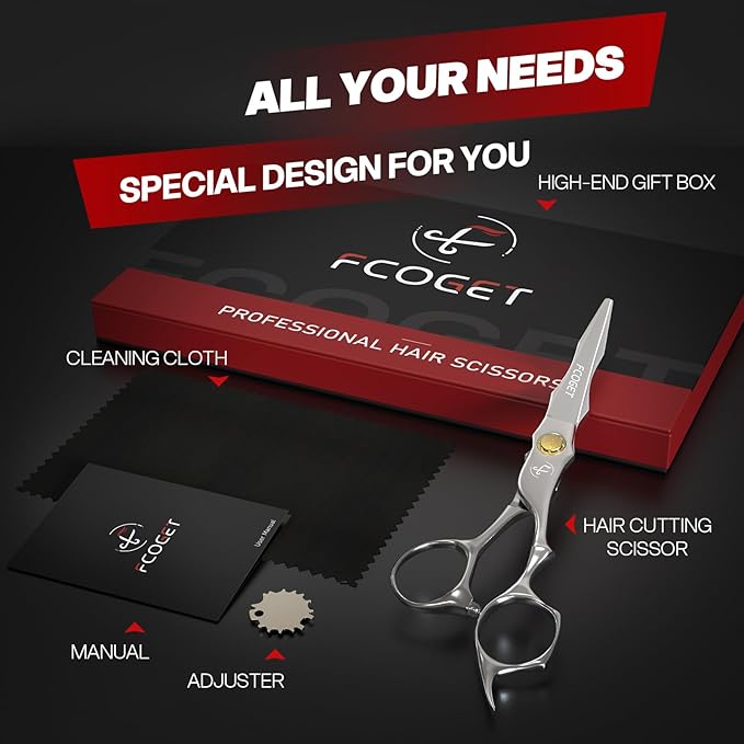 Professional Barber Hair Cutting Scissors Shears Right Hand - 6.8" HIGH-END Extremely Sharp Haircut Scissors Professional Hairdressing Shears 440C Stainless Steel for Salon Home Stylists Silver