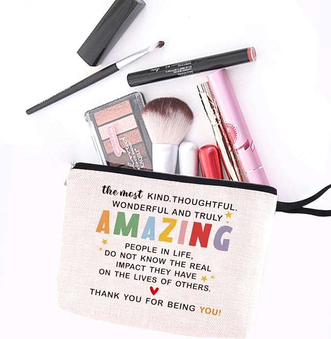 Teacher Appreciation Gifts Inspirational Makeup Bag Friendship Gifts for Women Female Teacher Social Worker Coworker Mom Encouragement Gifts Thank You Gifts Cosmetic Bag Graduation Birthday Gifts