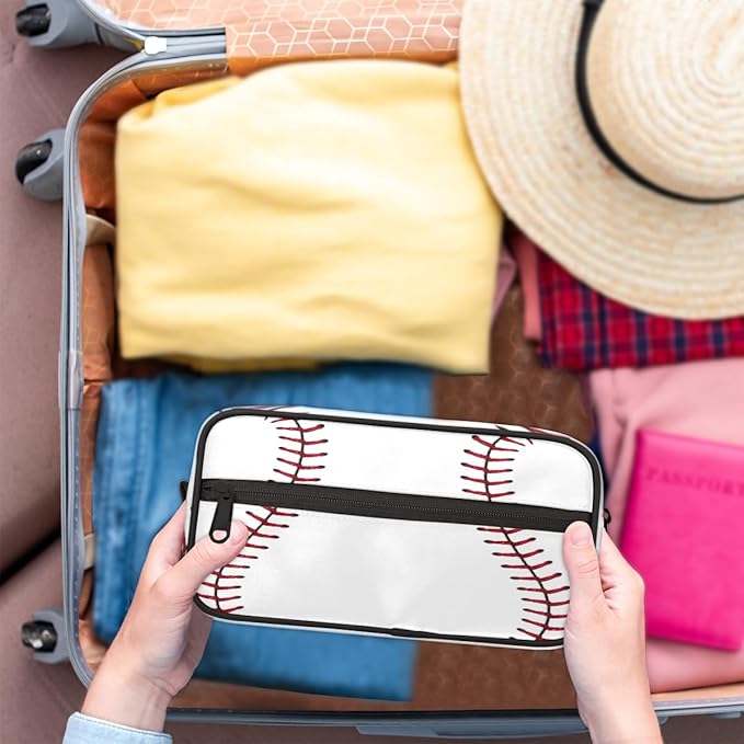 Bardic Kids Travel Toiletry Bag for boys - Baseball Hanging Toiletry Bag Softball Texture Ball Kindle Dopp Kit Cosmetic Organizer Makeup Bag Shower Shaving Bag for Men Women Travel Essential