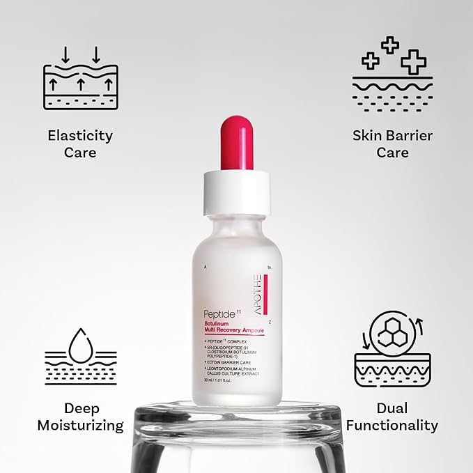 APOTHE Peptide 11 Botulinum Multi Recovery Ampoule 1.01 fl oz (30ml) – Intensive Care for Elasticity, Radiance, and Skin Barrier Strength with Ectoin & Botulinum Peptide