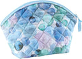 Cuddledown Quilted Cotton Cosmetic Bag | Zipper Closure | 100% Cotton Fabric | Durably Stitched | OEKO-TEX Certified | Large | 12" x 8" x 3" | Ocean Bubbles