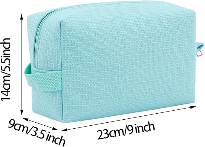 DYSHAYEN Waffle Makeup Pouch Bag, Small Travel Cosmetic Bag, Gifts for Women Bridesmaid,Wedding,Christmas (Mint)