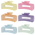 4 Inch Big Hair Claw Clips 6 Pcs Large Claw for Thick Hair Square Hair Clips for Women Rectangle Hair Clips Nonslip Acrylic Banana Jaw Clips Hair Accessories for Girls (Ice Cream)