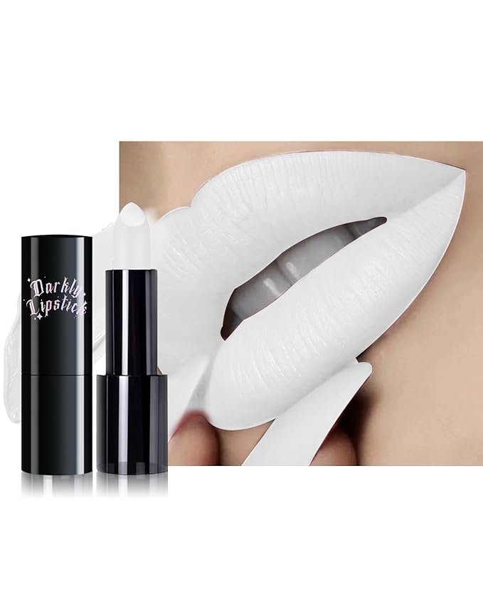 White Lipstick,Long Lasting Lipsticks, Hydrating Matte Velvet Lip Stick,Intense Lip Color Non Stick Waterproof&Smudge Proof Lipstick,Facial Beauty Lipsticks Make up for Halloween Party,Stage Makeup-08