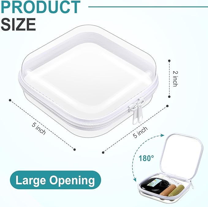 Hoolerry 4 Pcs Hard Clear Zipper Case Makeup Bags Plastic Pencil Pouch Transparent Storage Box Containers for Cosmetics, Snacks, Building Blocks, Puzzles(White,5 x 5 x 2 in)