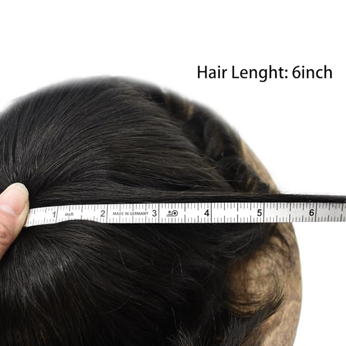 FACE MIRACLE Lace Front Mens Toupee Human Hair System Lace Center Toupee for Men Thin Skin PU Around Hair Replacement System V-Looped Mens Hair Wig 7"X9" #1B10 1B# OFF BLACK WITH 10% SYNTHETIC GREY