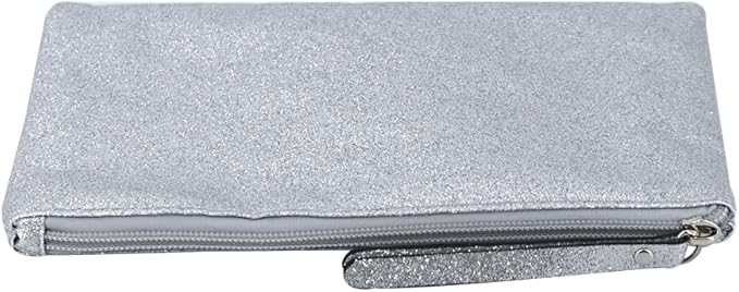Celestial Glitter Makeup Pouch – Six Stunning Shades - Festive Cosmetic Bag (Moonbeam Silver)