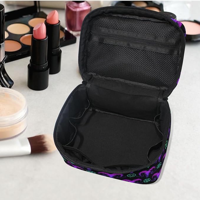 Makeup Bags, Goth Skull Makeup Organizer Bags Toiletry Bag Box Travel Cosmetic Bag Make Up Train Case for Women Teen Girl Ladies