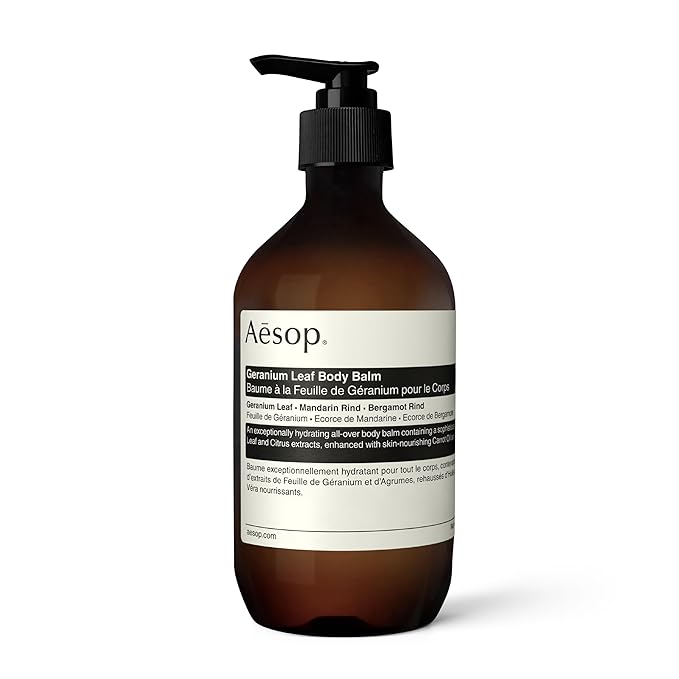 Aesop Geranium Leaf Body Balm | Soothing, Balancing Hydration with Geranium Leaf, Mandarin Rind, Bergamot Rind & Nut Oils | Green Citrus Fresh Scent | 500 mL / 16.9 fl oz